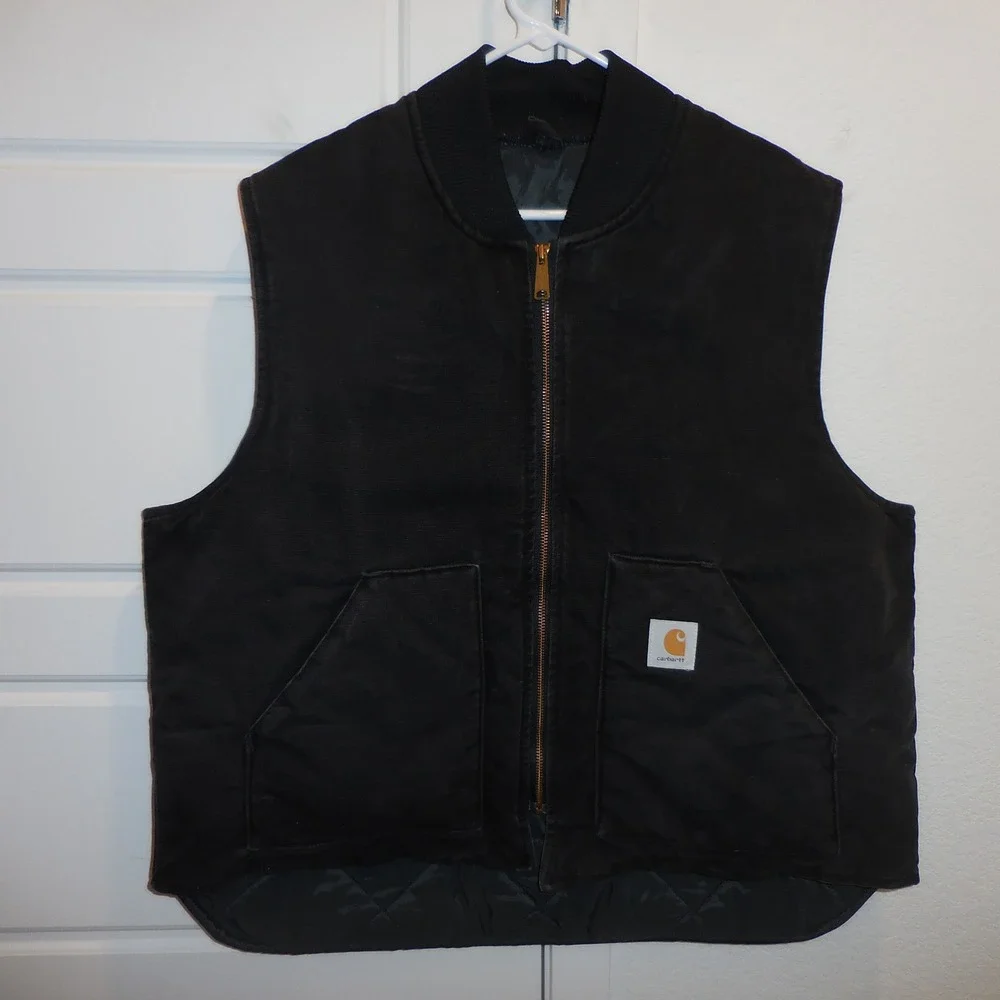 Carhartt VQ185 Black Duck Canvas Quilted Lined Vest Mens XXL Made USA Union Made
